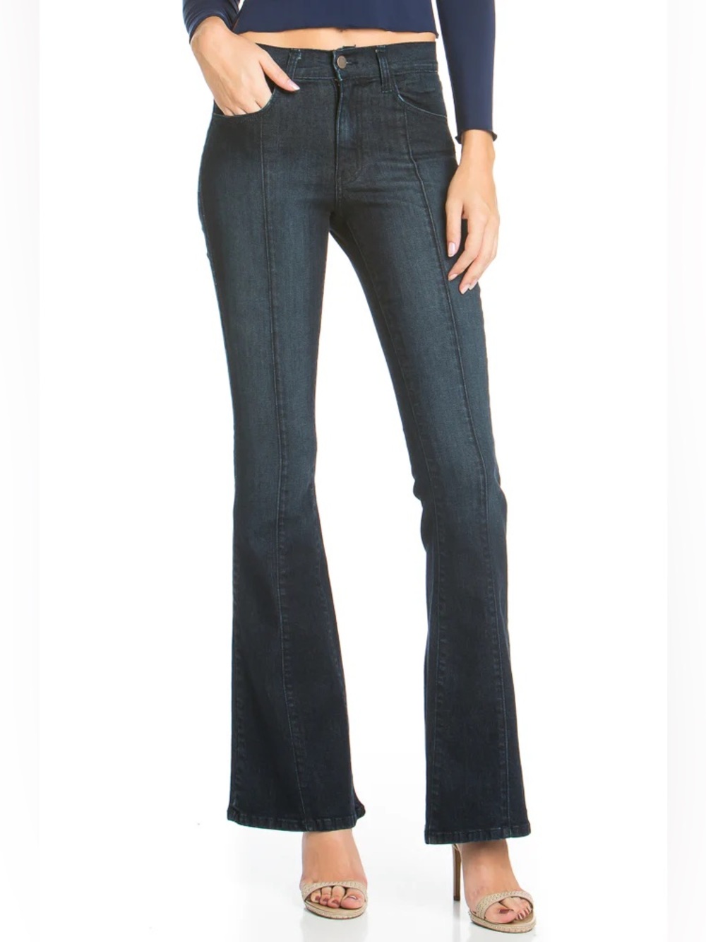 O2 Denim Rumor Has It Front Seam Flared Denim Pants Size 27